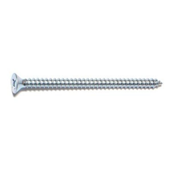 Midwest Fastener Sheet Metal Screw, #8 x 2-1/2 in, Zinc Plated Steel Flat Head Phillips Drive, 100 PK 03018